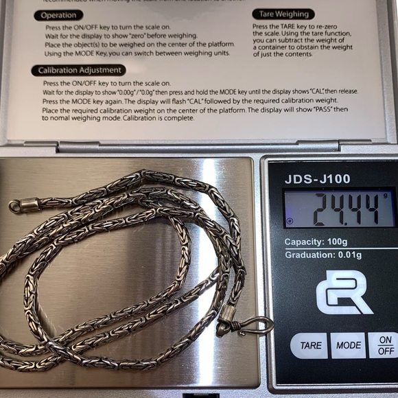 Sterling Silver Byzantine link necklace 24" Bali Style hook clasp Vintage - Picture 6 of 7